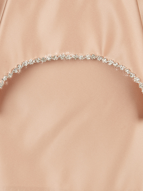 Бежевое платье-мини с баской и стразами, 3