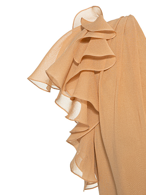 Бежевое платье-миди из шифона, 3 Бежевое платье-миди из шифона, 3