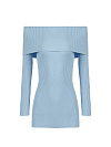Голубое трикотажное платье-мини с открытыми плечами Голубое трикотажное платье-мини с открытыми плечами