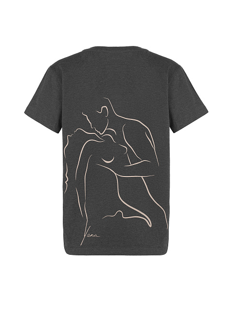 Хлопковая серая футболка с принтом №4 на спине, 1