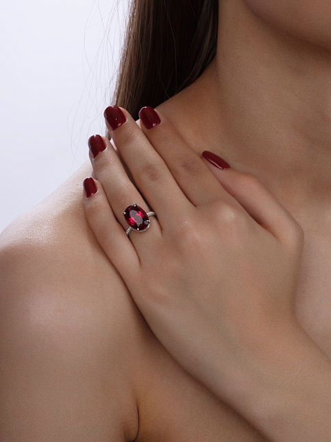 Кольцо из белого золота с бриллиантами и рубеллитом, 4