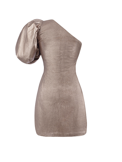 Пудровое платье-мини из эко-кожи, 2