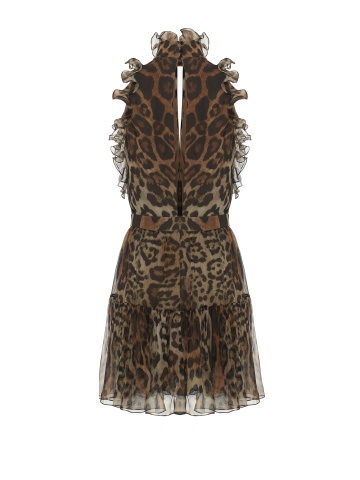 Платье-мини из шифона с леопардовым принтом, 2