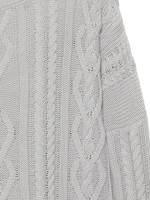 Светло-серый унисекс хлопковый свитер с косами, 3