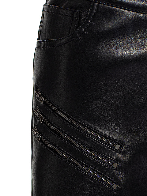 Черные кожаные брюки с молниями, 4
