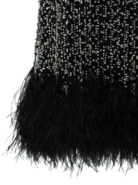 Платье-мини с кристаллами и перьями, 6