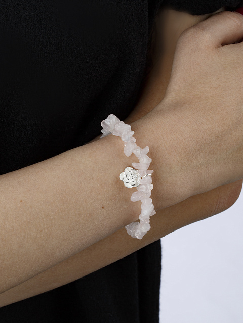 Браслет из розового кварца и серебра, 2