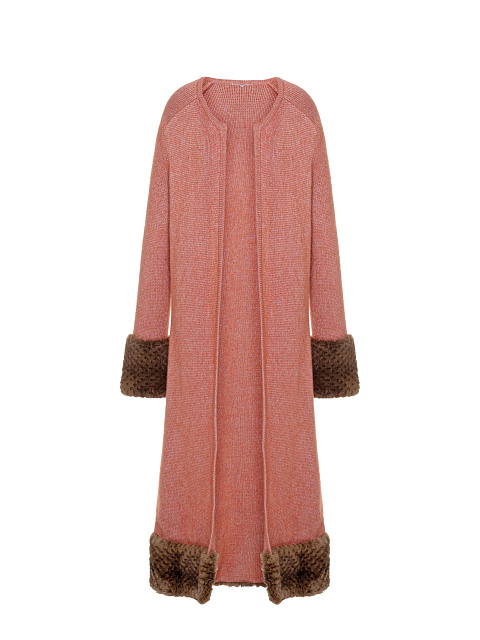 Розовый кашемировый кардиган с отделкой, 1 Розовый кашемировый кардиган с отделкой, 1