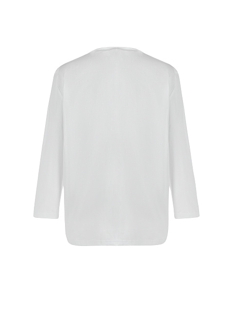 Белый хлопковый лонгслив с голубым принтом, 2 Белый хлопковый лонгслив с голубым принтом, 2