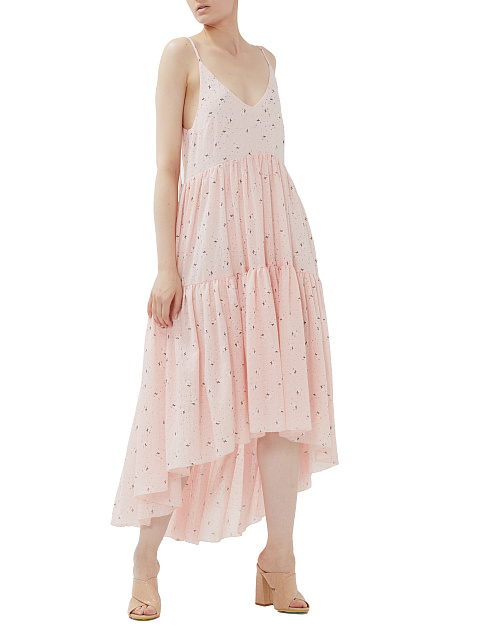 Розовый хлопковый сарафан на завязках, 4