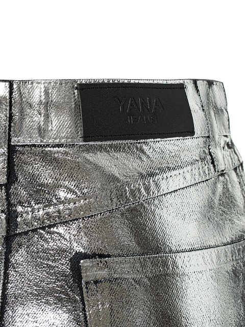 Юбка-мини из денима с серебряным напылением, 4 Юбка-мини из денима с серебряным напылением, 4