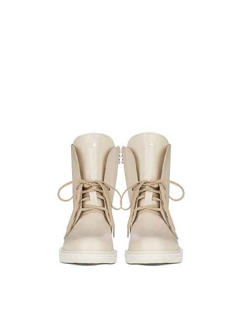 Бежевые кожаные ботинки с шипами, 2