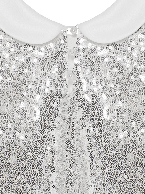 Серебристое детское платье-мини с пайетками, 4