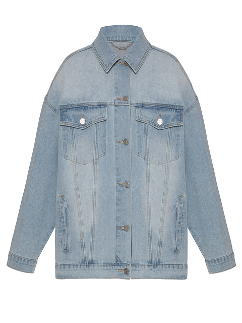 Светло-голубая джинсовая куртка с вышивкой в виде бабочки, 1