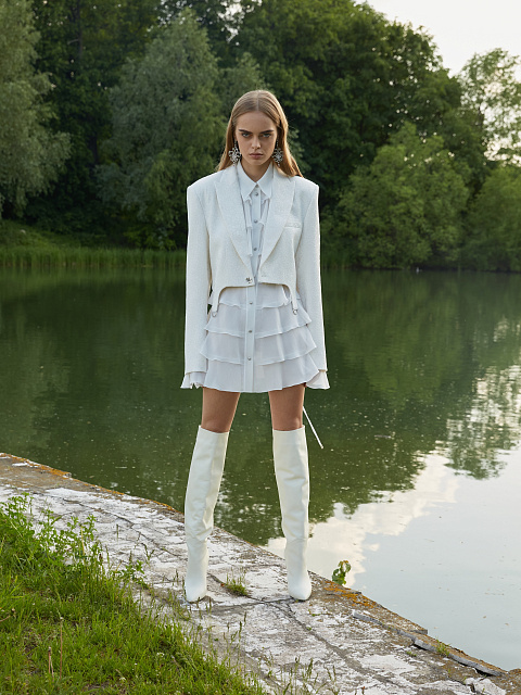 Белые кожаные сапоги на шпильке, 8 Белые кожаные сапоги на шпильке, 8