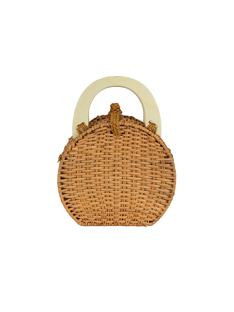 Плетеная соломенная сумка с деревянными ручками, 3