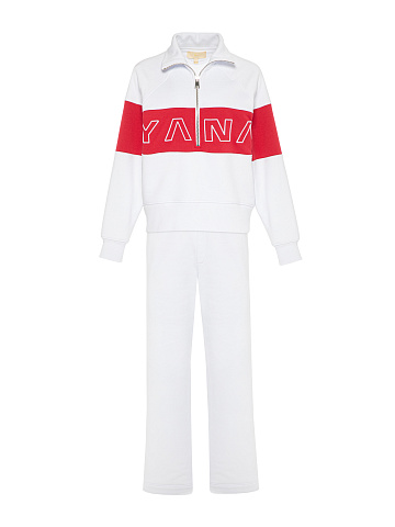 Бело-красный трикотажный костюм с вышивкой, 1