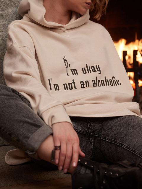 Бежевое худи с черным принтом, 4 Бежевое худи с черным принтом, 4