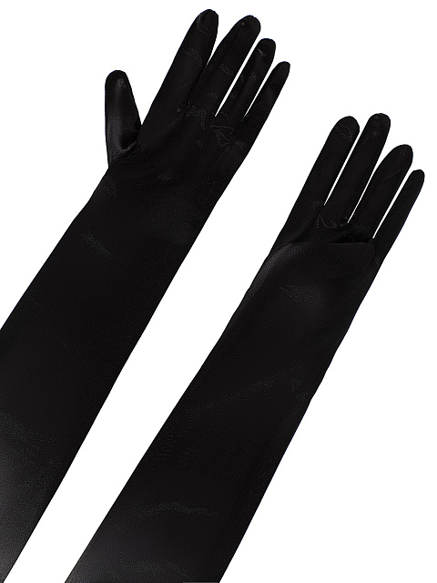 Черные длинные перчатки из сатина, 2