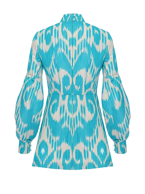 Голубое платье-мини из хлопка с принтом, 3 Голубое платье-мини из хлопка с принтом, 3