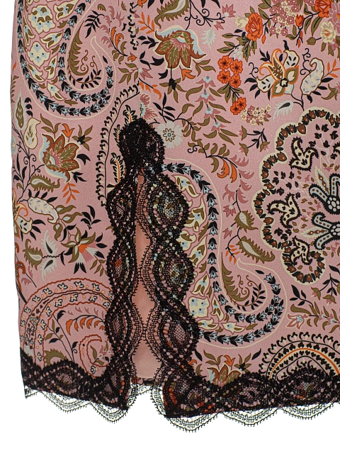 Розовое платье-мини с узором пейсли и кружевом, 4