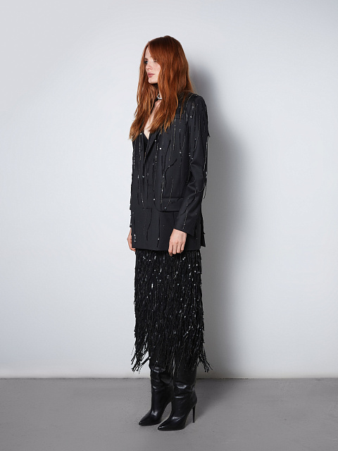 Юбка-миди с бахромой из бисера и пайеток, 5 Юбка-миди с бахромой из бисера и пайеток, 5