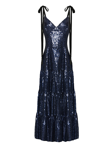 Синее платье-сарафан в пайетках, 1