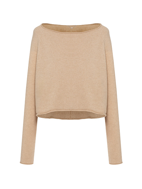 Бежевый укороченный пуловер из кашемира, 1