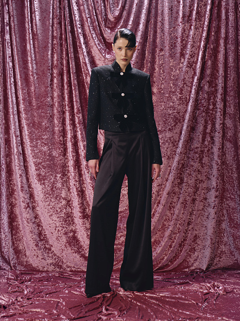 Черные широкие брюки из шелка, 4