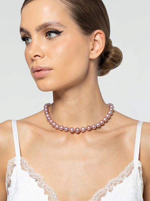 Колье из розового жемчуга с аметистом, 4