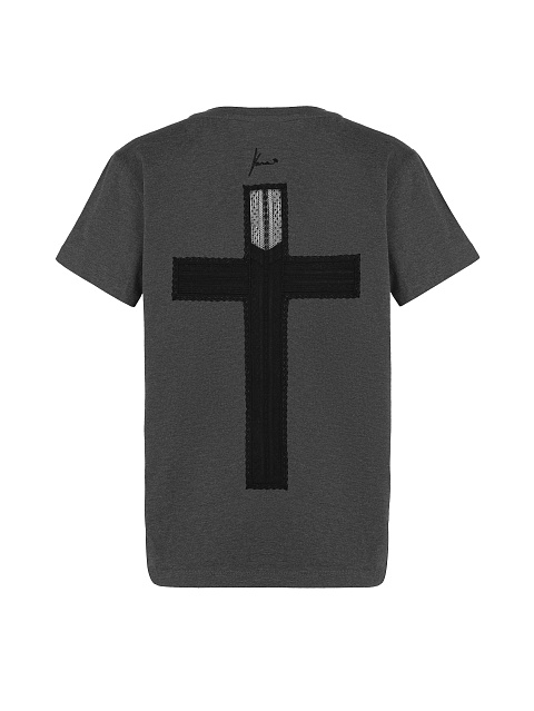 Серая футболка с кружевным крестом на спине, 1