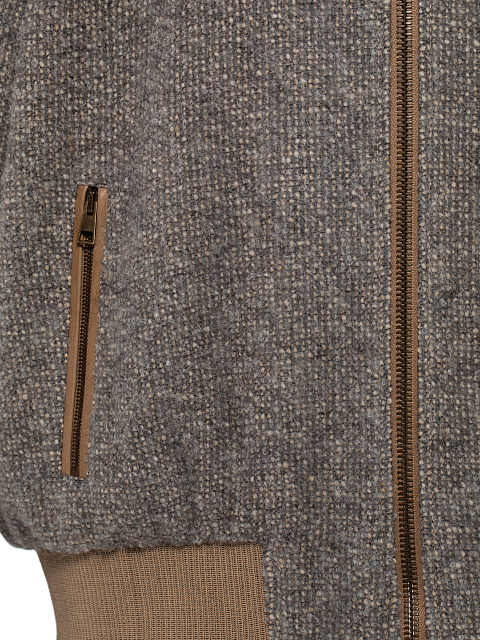 Серый бомбер из шерсти букле с люрексом, 9 Серый бомбер из шерсти букле с люрексом, 9