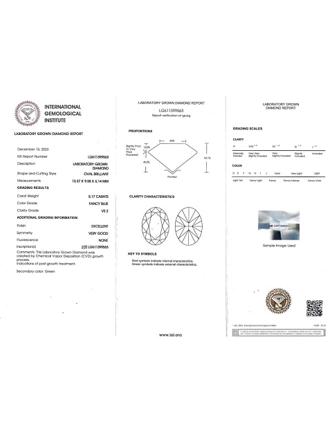 Колье с серым жемчугом и голубым бриллиантом LG, 4