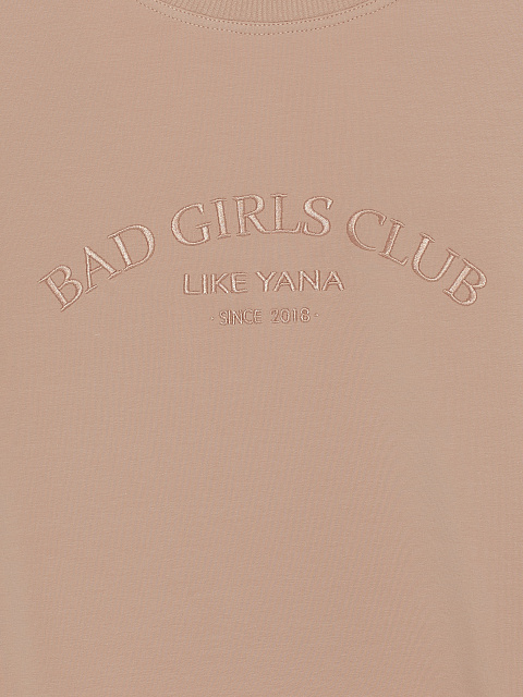 Бежевый трикотажный костюм Bad Girls Club с тональной вышивкой, 4 Бежевый трикотажный костюм Bad Girls Club с тональной вышивкой, 4