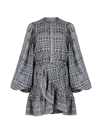 Серое хлопковое платье-мини, 1