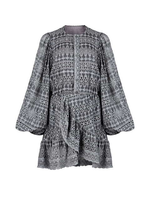 Серое хлопковое платье-мини, 1