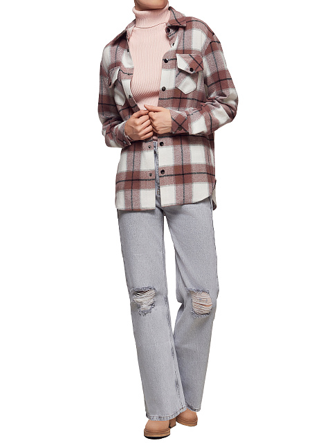 Коричнево-белая рубашка из плотной шерсти в клетку, 6 Коричнево-белая рубашка из плотной шерсти в клетку, 6