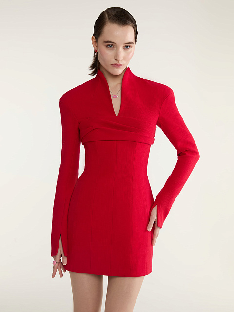 Красное твидовое платье-мини, 7