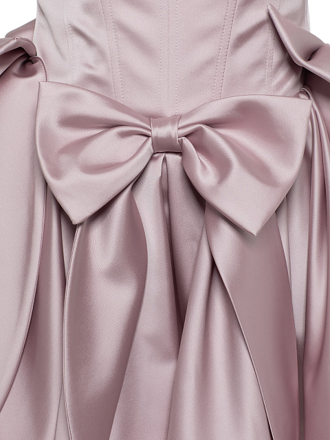 Розовое платье-мини из атласа с бантами, 3 Розовое платье-мини из атласа с бантами, 3