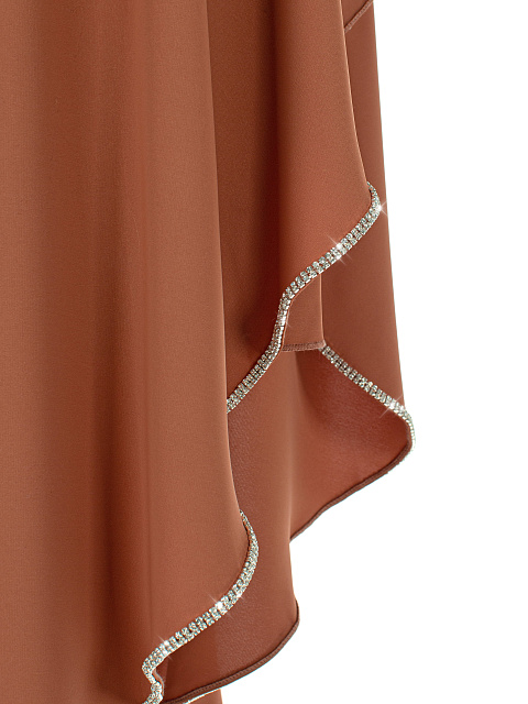 Коричневое асимметричное платье-миди со стразами, 3