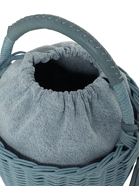 Голубая сумка-корзина с мешочком из денима, 4