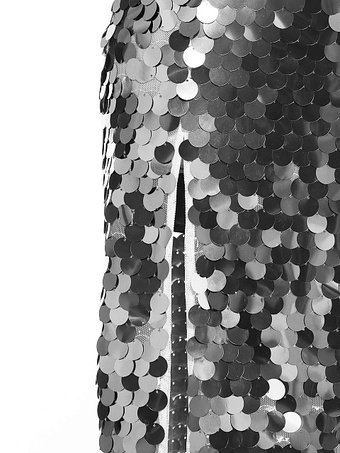 Серебристая юбка-макси в крупных пайетках, 4 Серебристая юбка-макси в крупных пайетках, 4