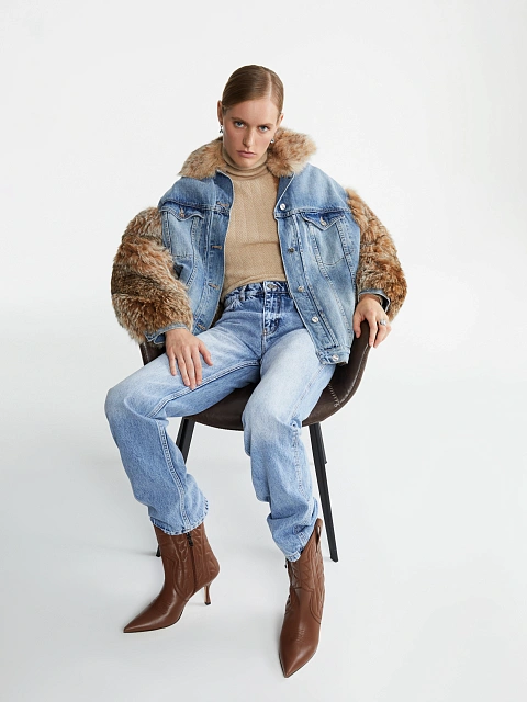 Куртка из меха рыси и денима, 13