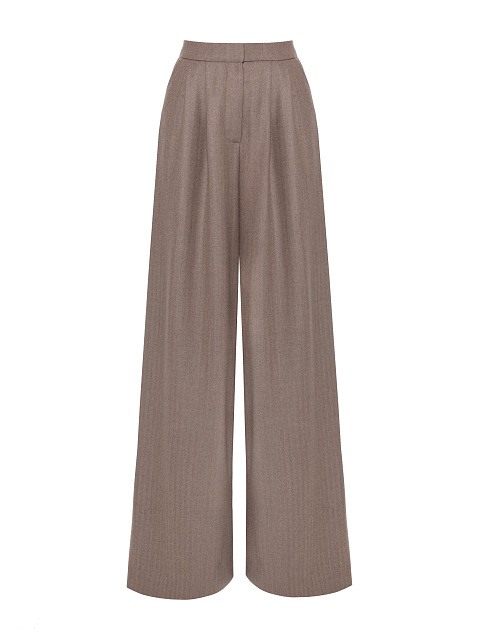 Бежевые брюки-палаццо из шерсти, 1