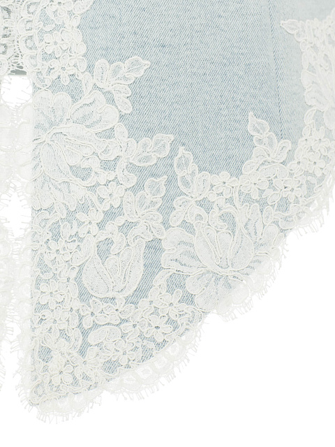 Голубой костюм-двойка из фрака и юбки-мини, 5