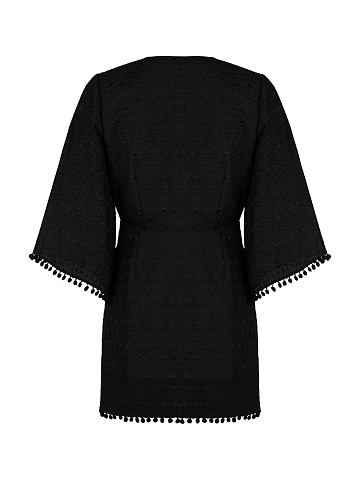 Черное кружевное платье-мини на запах, 2