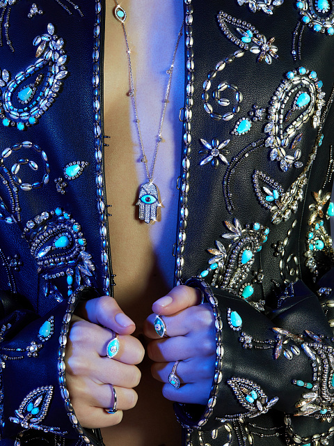 Кольцо из белого золота, бриллиантов и бирюзы, 2 Кольцо из белого золота, бриллиантов и бирюзы, 2