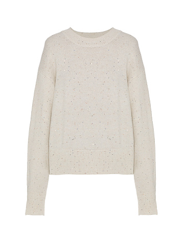 Белый пуловер с люрексом и пайетками, 1