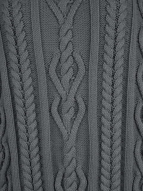 Серый унисекс хлопковый свитер с косами, 3