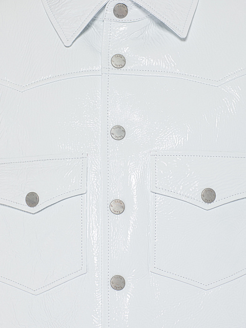Белая укороченная куртка из лаковой кожи с подкладом из овчины, 3